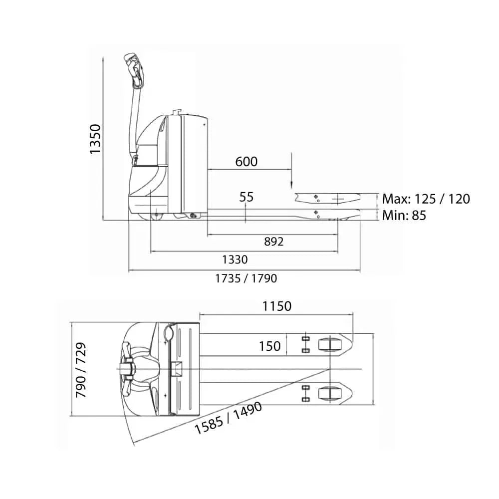 Elektrisk palleløfter med køreplatform
